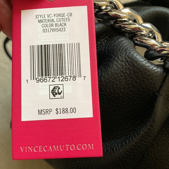 NWT VINCE CAMUTO BLACK LEATHER BAG - Picture 5 of 7